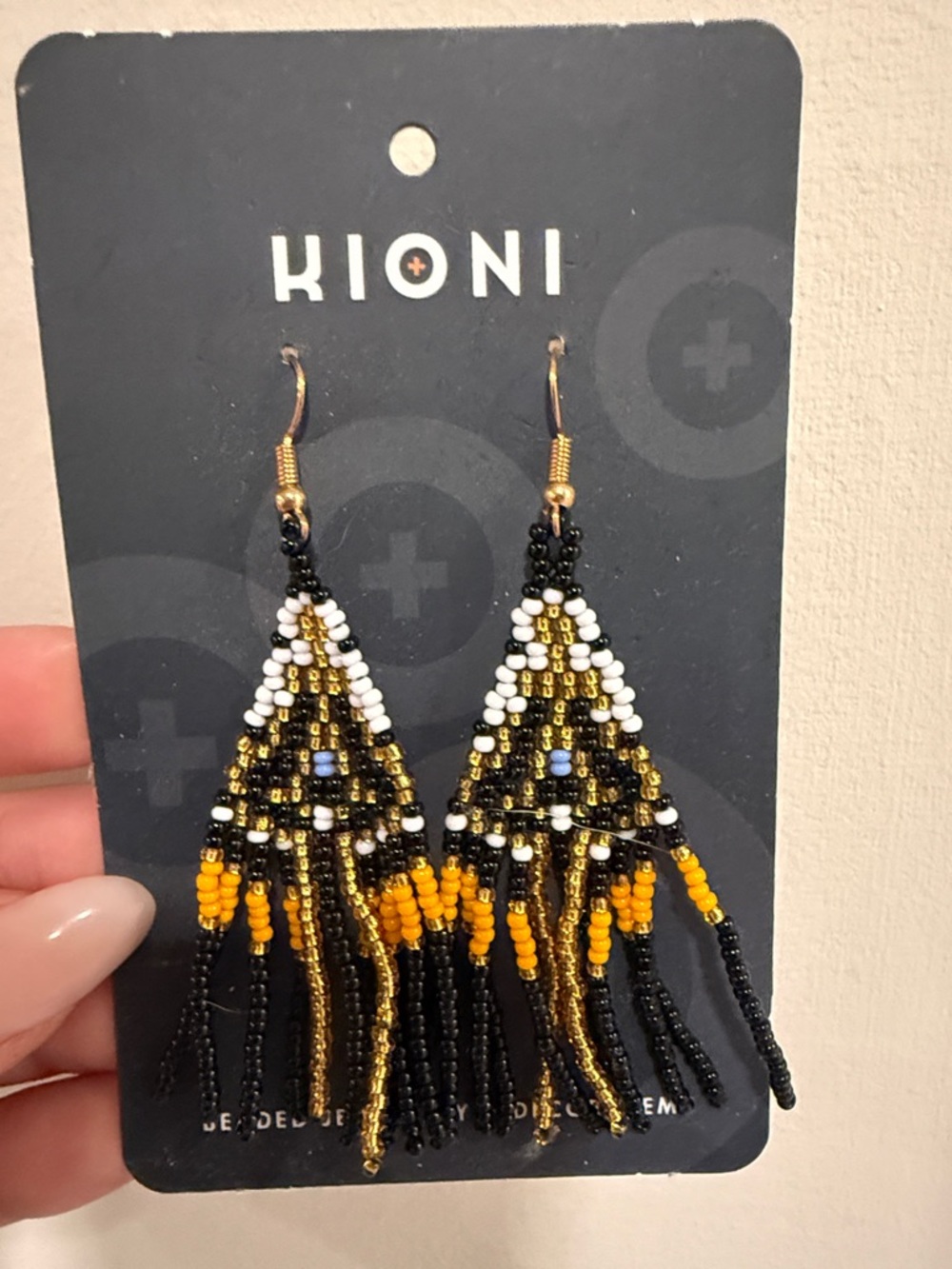 Kioni Black, Gold & Yellow Beaded Fringe Earrings